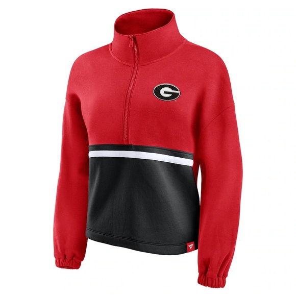 Fanatics Jackets & Blazers - NWT Georgia Bulldogs Fanatics Women's Fleece Half-Zip Jacket - Red/Black - XL